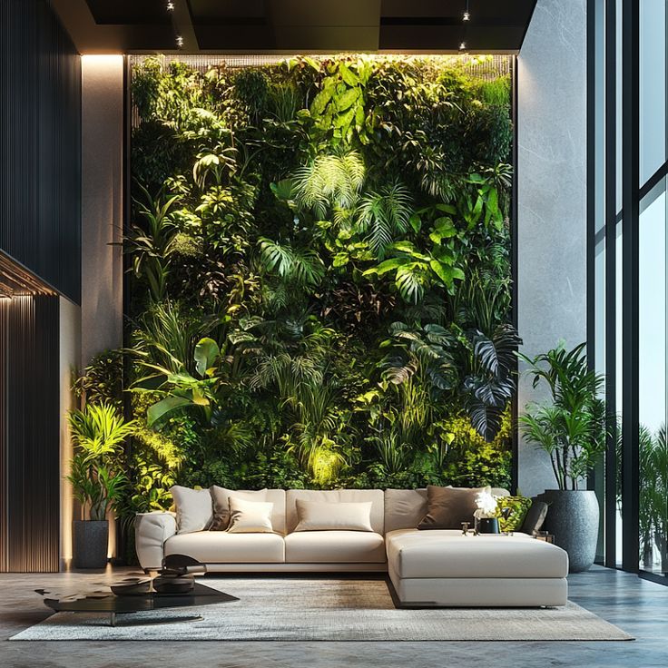 Фитостена из искусственных растений_ красота без забот! 🌼🖼️